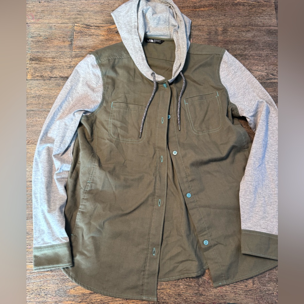 The North Face Olive and Gray Button Down Shirt